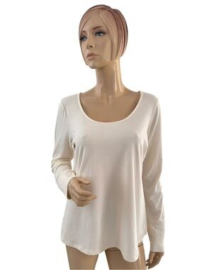 Soma Pajama Top Long Sleeve Scoop Neck Sleep Shirt Ivory Size Medium
